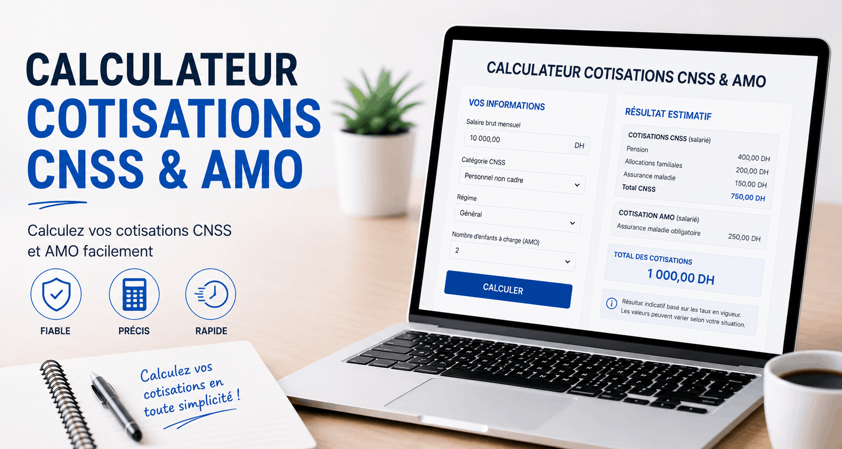 Calculateur Cotisations CNSS & AMO